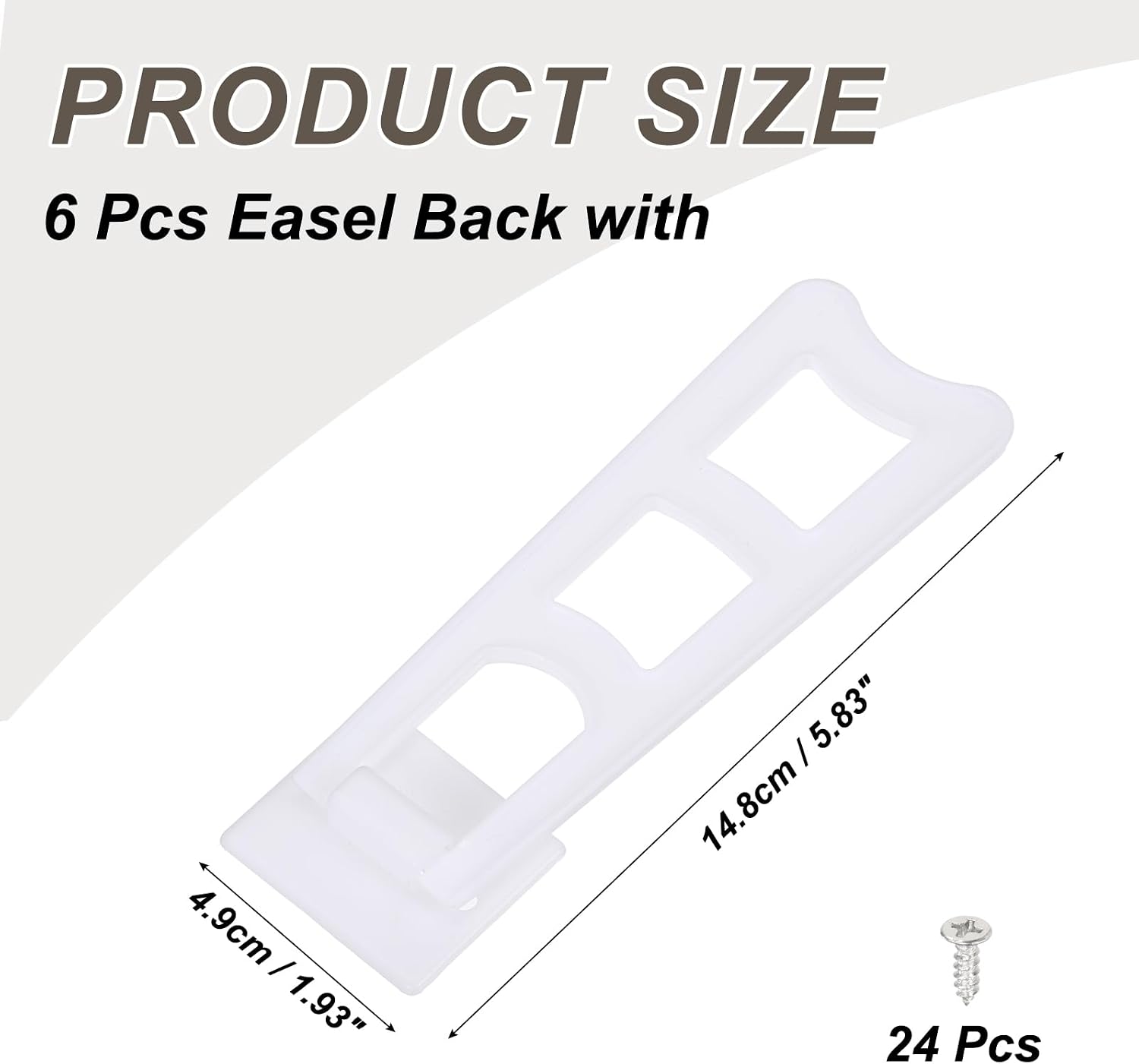 PATIKIL 5.83 Easel Back, 6 Sets Plastic Picture Frame Back Stand Photo Frame Easel Back Support with Screws for Crafts Art Frames Supplies Paintings Display, White